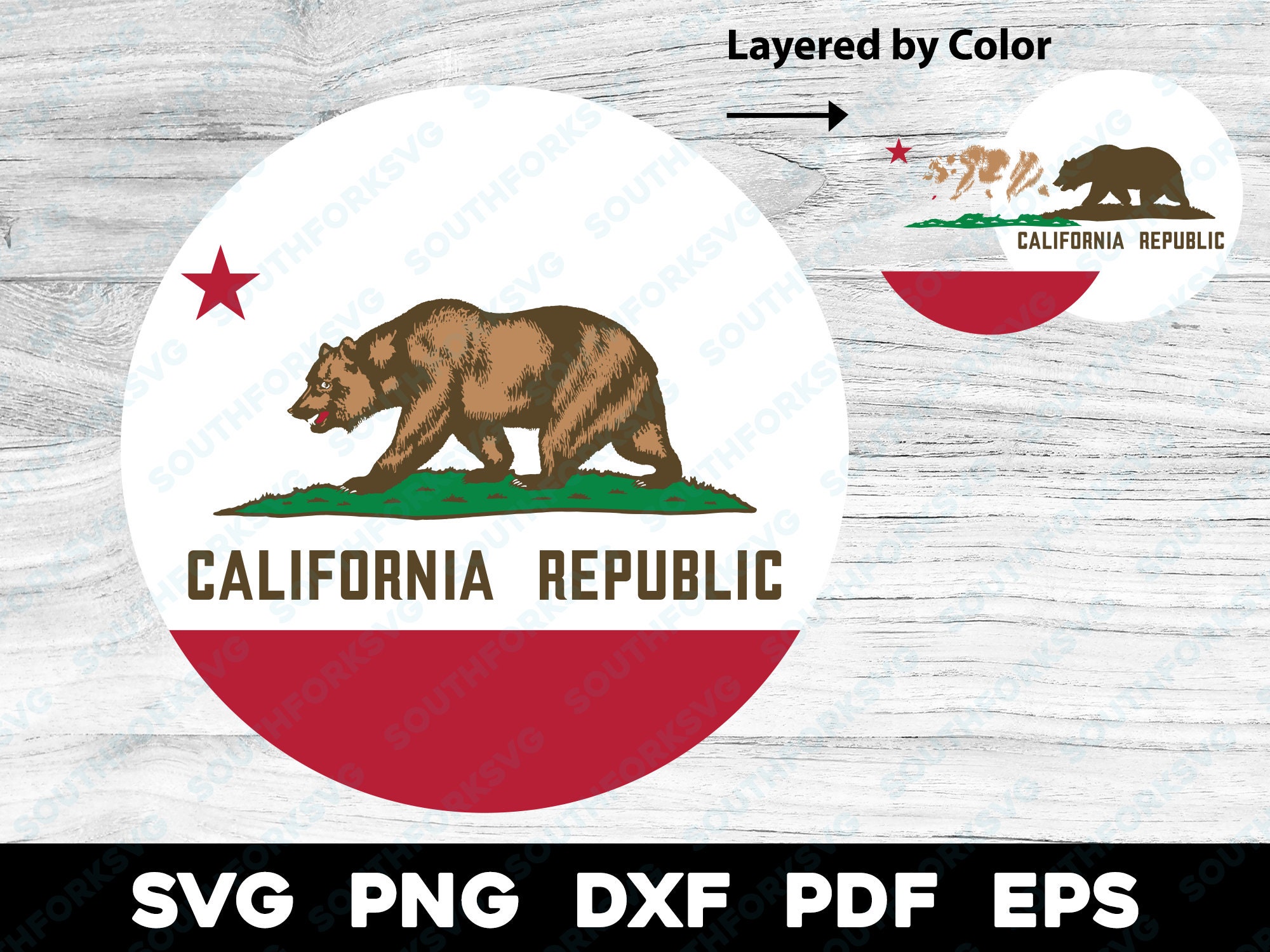 California State Flag Circle | Svg Png Dxf Eps Pdf | Cali