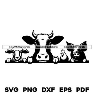 Bauernhof Tiere spähen Design svg png dxf eps pdf Lasergravur geschnitten Druckdatei Vektorgrafik Clip Art Sofortiger digitaler Download Kommerziell nutzbar