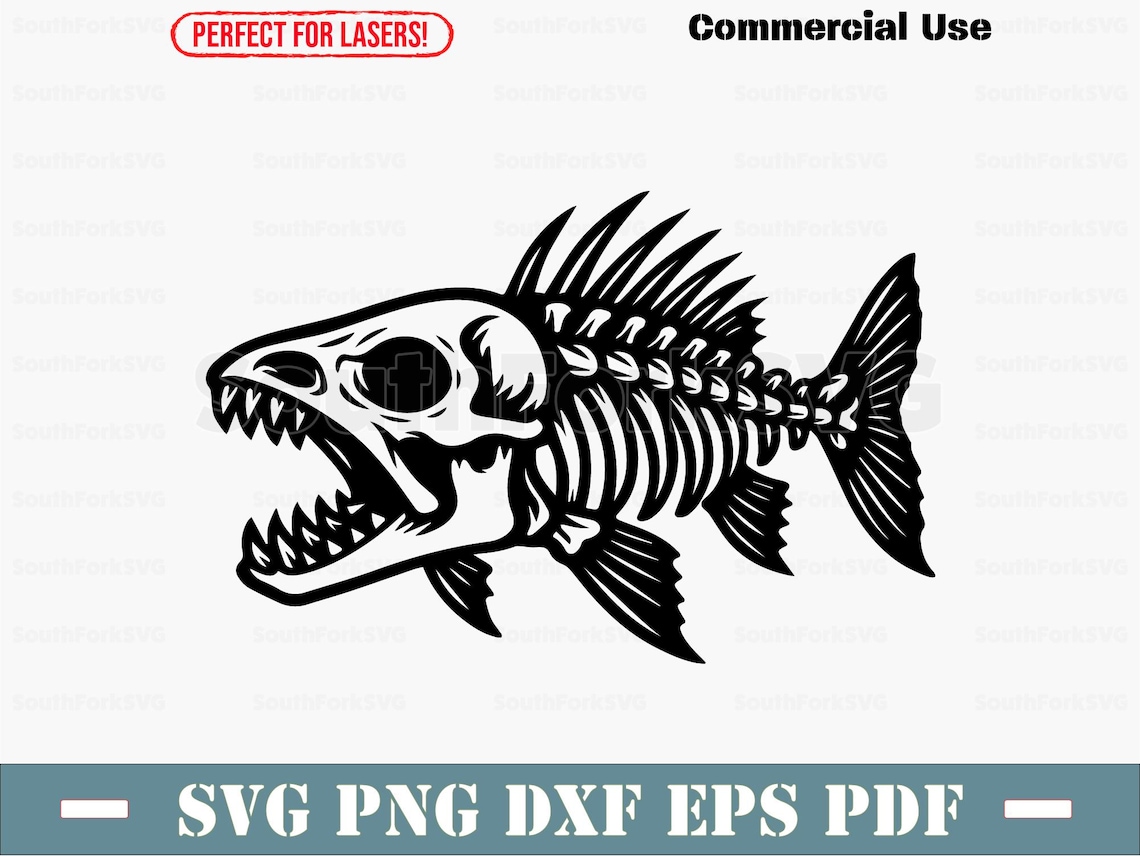 Skeleton Fish Svg Png Dxf Eps Pdf | Transparent Vector Graphic Design ...