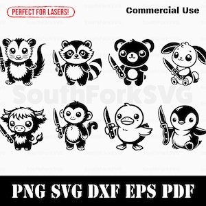 Cute Baby Animals Knives Bundle svg png dxf eps pdf | design gráfico vetorial transparente corte impressão sublimação de tinta gravação a laser arquivos uso comercial