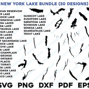 30 Lake New York Mega Bundle Map Form Silhouette svg png dxf pdf eps Vektorgrafik Schnitt Gravur Laser-Datei Bild Boot See Haus