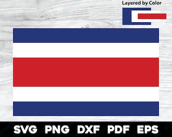 Costa Rica National Flag Layered by color svg png dxf vector graphic design digital file Central America patriotic world travel republic