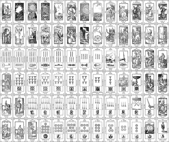 Full 78 Set Grand Etteilla Tarot Card Deck SVG PNG Bundle