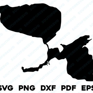 Caroga Lakes New York carte forme Silhouette svg png dxf pdf eps vector design graphique coupe gravure fichier laser image bateau maison du lac