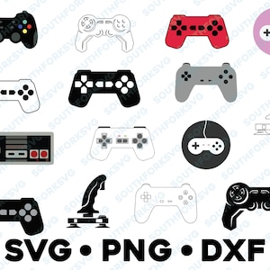 Video Game Controller Bundle SVG PNG DXF Joystick Gamepad geschichtete Silhouette Grafik Vektor Pack Clip Art Gamer Retro Classic 8 Bit Gaming