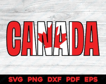 Design del nome della bandiera canadese del Canada / svg png dxf eps pdf / progettazione grafica vettoriale taglio stampa colorante sub laser file digitali