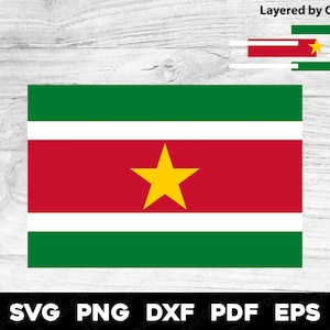 Suriname Flag | svg png dxf eps pdf | Layered by Color vector graphic design cut print dye sub laser engrave cnc digital files