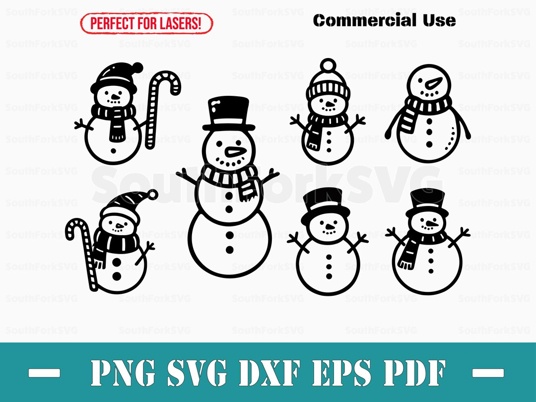Simple Snowman Bundle Svg Png Dxf Eps Pdf | Vector Graphic Cut Print ...