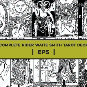 Volledige EPS-set 78 Rider Waite Smith Tarot Card Deck Bundle | Dierenriem astrologie voorspellende grafische afbeelding vector illustraties