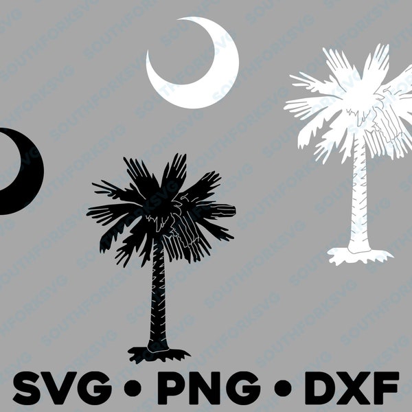 South Carolina State Flagge Palme Mond svg png dxf Vektorgrafik Design digitale Datei US 50 Zustandsflaggen USA Amerika USA Flaggen