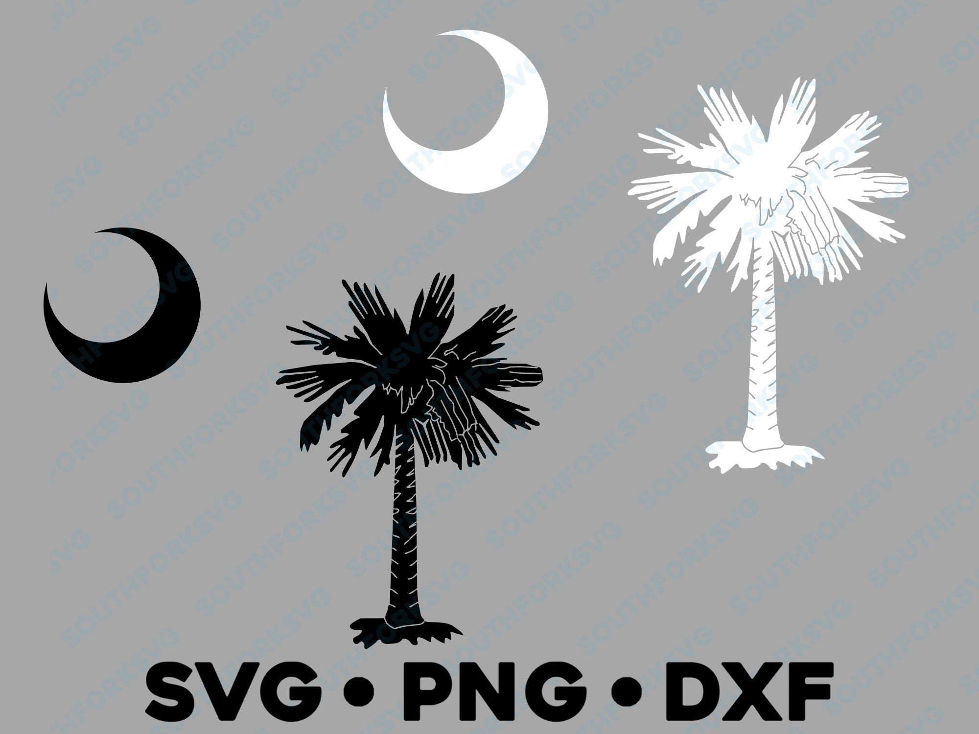 South Carolina State Flag Palm Tree Moon svg png dxf vector graphic design digital file U.S. 50 State Flags USA America United States Flags
