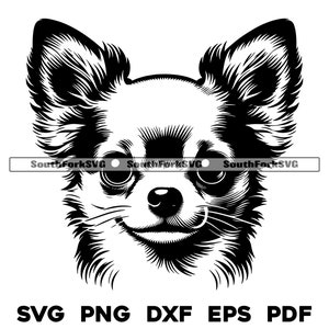 Chihuahua Hundekopf Design 2 | svg png dxf eps pdf | Vektorgrafik Datei Laser Clip Art schneiden | sofortiger digitaler Download kommerzielle Nutzung