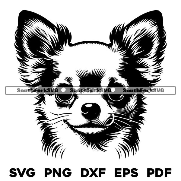 Chihuahua Dog Head Design 2 | svg png dxf eps pdf | vector graphic cut file laser clip art | instant digital download commercial use