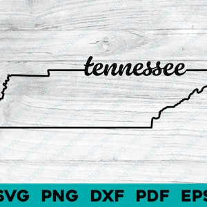 Overzicht staat Tennessee met scripttekst | svg png dxf eps pdf | vector grafisch ontwerp gesneden print dye sub laser cnc digitale bestanden