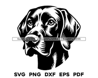German Shorthaired Pointer Dog Head Design | svg png dxf eps pdf | vector graphic cut file laser clip art | instant download commercial use