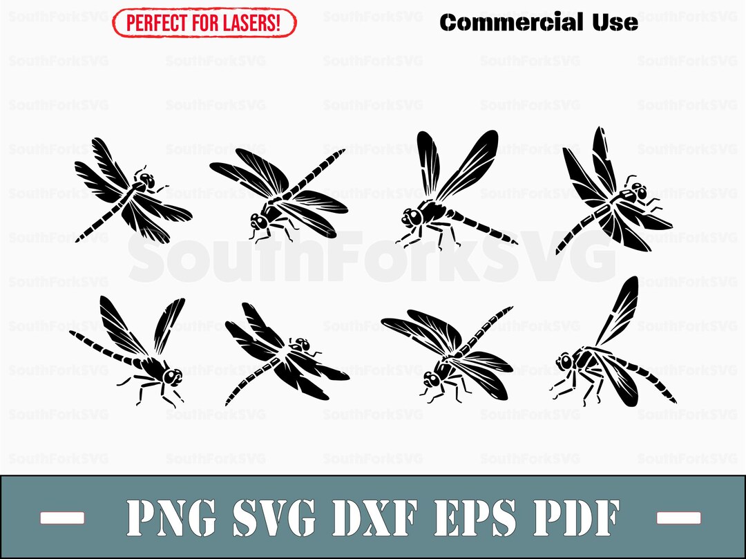 Dragonfly Digital Bundle Svg Png Dxf Eps Pdf Vector Graphic Design Cut ...