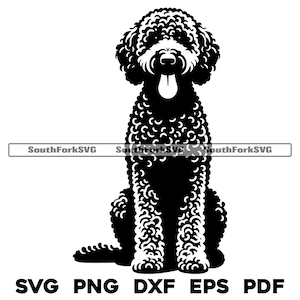 Conception de garde de chien Labradoodle | svg png dxf eps pdf | graphique vectoriel découpé fichier laser clip art | Téléchargement numérique instantané, utilisation commerciale