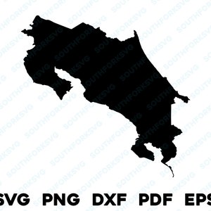 Costa Rica País Silhueta & Contorno Formas svg png dxf pdf eps vetor gráfico design corte gravar laser arquivo imagem mapa América Central