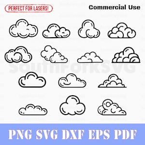 Simple Clouds SVG Bundle svg png dxf eps pdf | vector graphic cut print dye sub laser engrave clip art commercial use