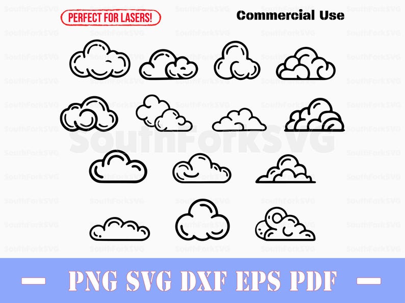 Simple Clouds SVG Bundle Svg Png Dxf Eps Pdf | Vector Graphic Cut Print ...