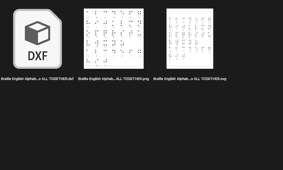 英語点字アルファベットと数字0-9 SVG PNG DXF ベクターグラフィック