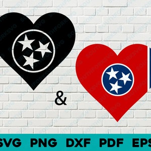 Tennessee staat vlag hart svg png dxf eps pdf vector grafisch ontwerp digitaal bestand VS 50 staat vlaggen VS Amerika Verenigde Staten vlaggen