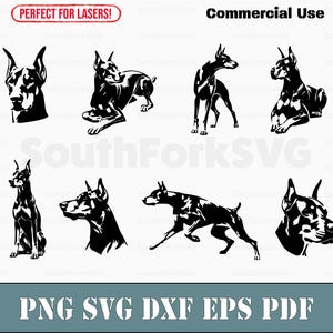 Dobermann Pinscher Bundle svg png dxf eps pdf | vector graphic cut file laser clip art | instant digital download commercial use