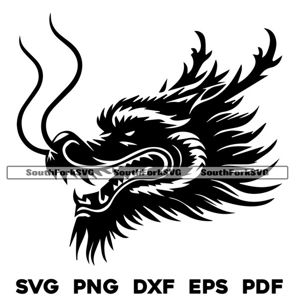 Chinese Dragon Head | svg png dxf eps pdf | vector graphic cut file laser clip art | instant digital download commercial use