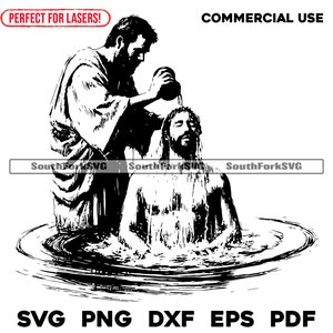 João Batista Batizando Jesus Arquivos de Gravação a Laser svg png dxf eps pdf design gráfico vetorial corte impressão sublimação cnc digital uso comercial