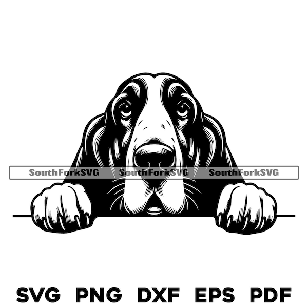 Peeking Basset Hound svg png dxf eps pdf | vector graphic cut file laser clip art | instant digital download commercial use