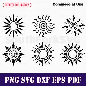 Simple Sun SVG Bundle svg png dxf eps pdf | vector graphic cut print dye sub laser engrave clip art commercial use