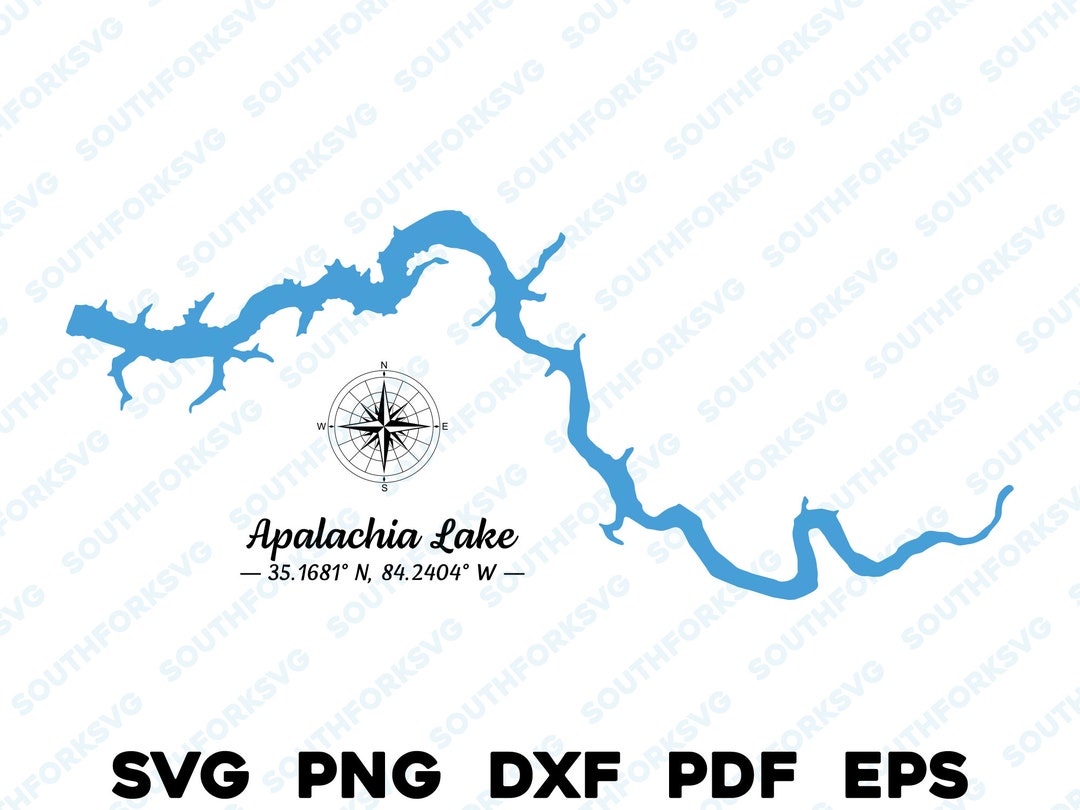 Apalachia Lake North Carolina Map Shape Silhouette Svg Png Dxf Pdf Eps