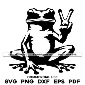 Signo de la paz de la rana svg png dxf eps pdf / archivo de corte gráfico vectorial clip art láser / descarga digital instantánea uso comercial