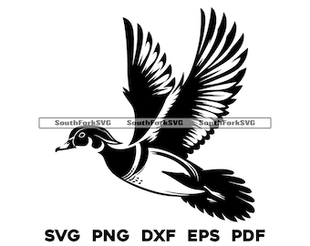 Flying Wood Duck svg png dxf eps pdf | vector graphic design cut print dye sub laser engrave cnc digital files commercial use