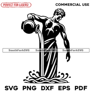 Design signe du zodiaque Verseau | svg png dxf pdf eps | Conception graphique vectorielle découpée, impression, teinture, sub, gravure au laser, fichiers numériques, utilisation commerciale