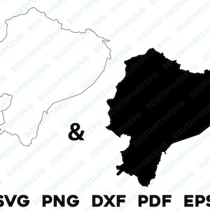 Equador País Silhueta & Contorno Formas svg png dxf pdf eps vetor gráfico design corte gravar laser arquivo imagem mapa América do Sul