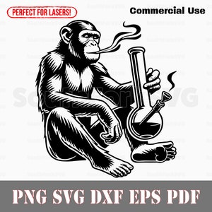 Schimpanse Rauchen Bong svg png dxf pdf eps | Vektorgrafik Design Cut Print Dye sub Laser graviert digitale Dateien kommerzielle Nutzung