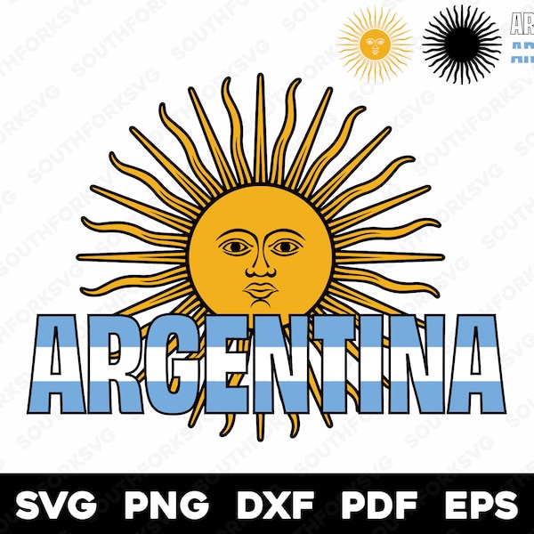 Argentina Argentinian Flag Sun Design | svg png dxf pdf eps | Layered by Color vector graphic design cut print dye sub laser digital files