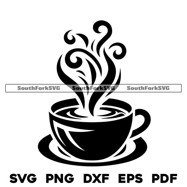Conception de tasse de café chaud svg png dxf eps pdf | vecteur graphique coupe fichier laser clip art | utilisation commerciale de téléchargement numérique instantané