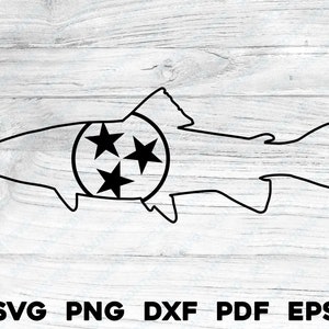 Tennessee Tri Star vlag forel overzicht svg png dxf eps pdf | vector grafisch ontwerp knippen afdrukken lasergraveren cnc-bestand commercieel gebruik