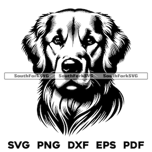 Design de cabeça de cachorro Golden Retriever | svg png dxf eps pdf | arquivo de corte de gráfico vetorial a laser clip art | download digital instantâneo uso comercial