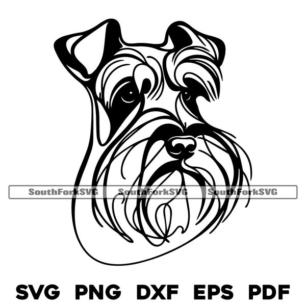 Miniature Schnauzer Minimal Line Art Design svg png dxf eps pdf vector graphic cut file laser clip art | instant download commercial use