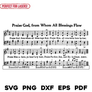 Doxology Praise God Hymn Partiture / svg png dxf eps pdf / grafica design taglio stampa incisione laser file download digitale uso commerciale