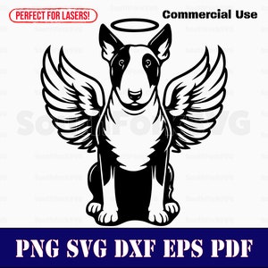 ブルテリアの天使の羽と光輪のデザイン svg png dxf eps pdf | ベクターグラフィックカットファイルレーザークリップアートインスタントデジタルダウンロード商用利用