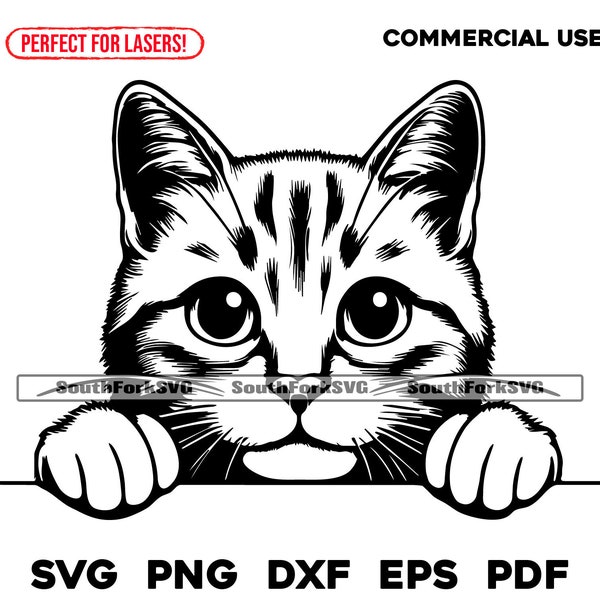 Ginger Cat Peeking Design | svg png dxf eps pdf | vector graphic cut file laser clip art | instant digital download commercial use