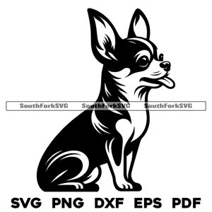 Chihuahua Hund sitzend Design | svg png dxf eps pdf | Vektorgrafik Datei Laser Clip Art schneiden | sofortiger digitaler Download kommerzielle Nutzung