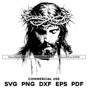 Jesus in der Dornenkrone Laser Gravur Dateien svg png dxf eps pdf | Vektorgrafik Design Cut Print Dye sub cnc digitale Datei Kommerzielle Nutzung