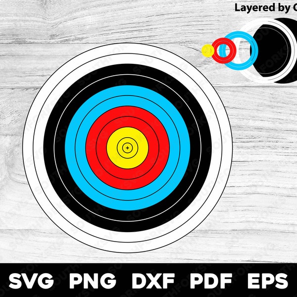 Target Design Layered by Color | svg png dxf eps pdf | vector graphic design cut print dye sub laser engrave cnc files commercial use