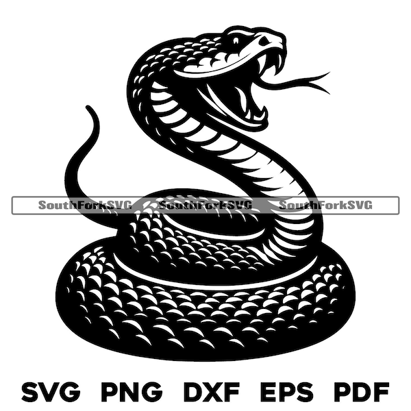 Hissing Snake Design | svg png dxf eps pdf | vector graphic cut file laser clip art | instant digital download commercial use