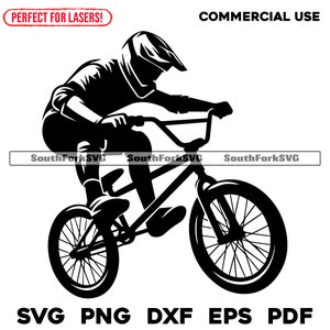 BMX Bike Rider svg png dxf eps pdf | graphique vectoriel découpé fichier laser clip art | Téléchargement numérique instantané, utilisation commerciale
